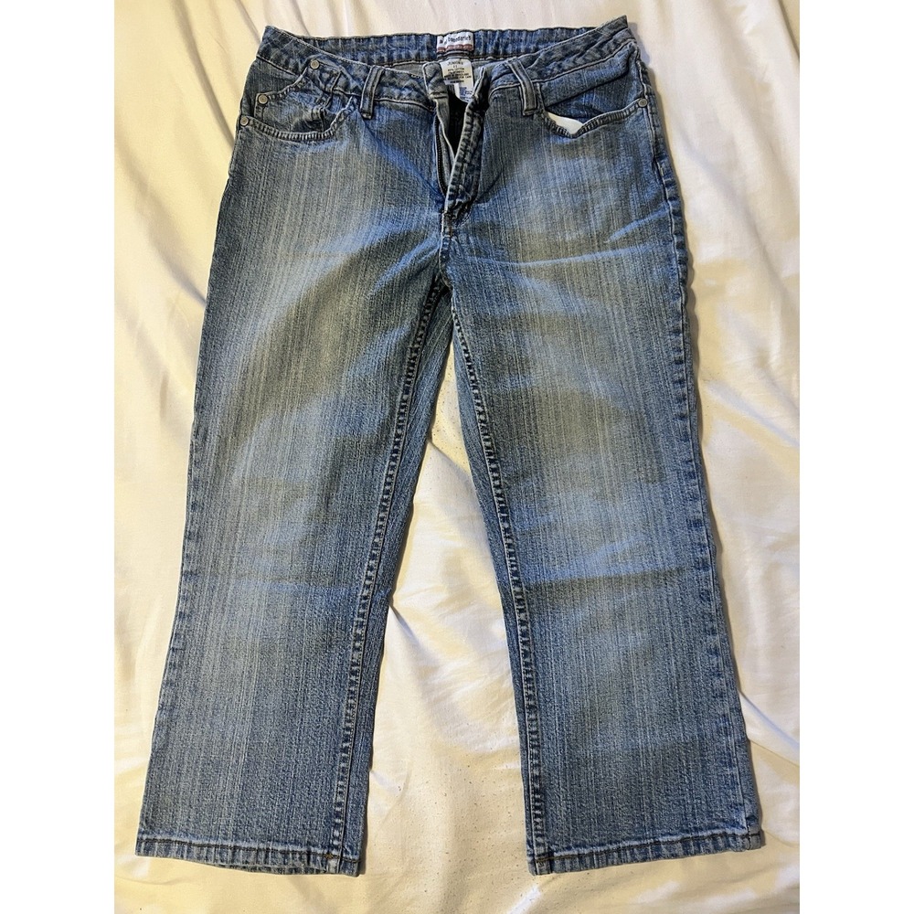 No Boundaries Capri Denim Pants Juniors 11‎  Distressed Fray Y2K 00s low Waist